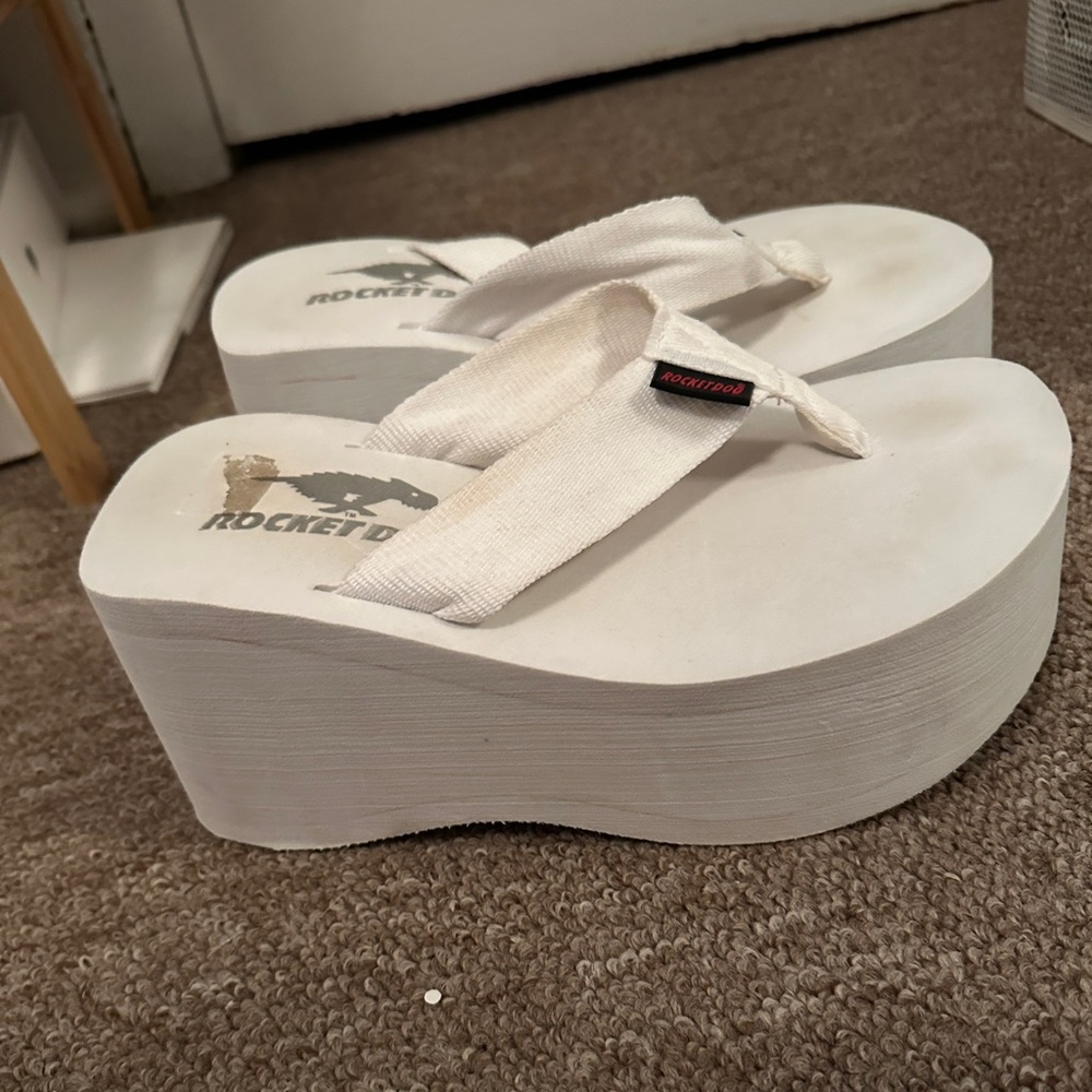 White platform sandals